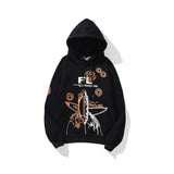 Autumn And Winter Anime Graffiti Series Pattern Arrow Velvet Padded Hooded Sweatshirt