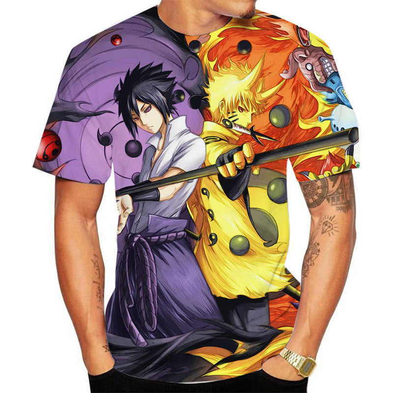 Anime Tshirts Aesthetic Men's Shirt Anime Short-Sleeved T-shirt Men's 3D Digital Printing Men's Large Size T-shirt