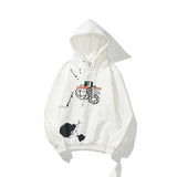 Autumn And Winter Graffiti Letter Pattern Arrow Velvet Padded Hooded Sweatshirt
