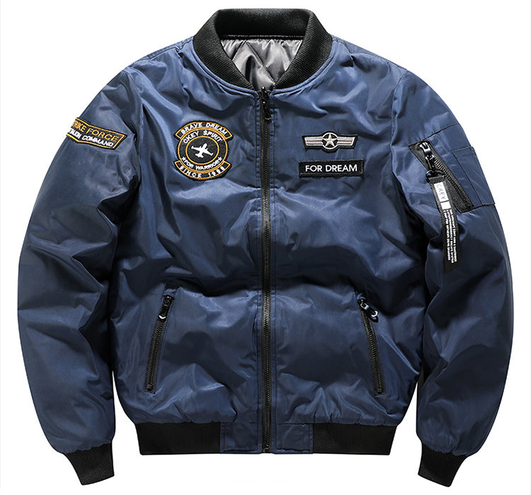 Kanye Bomber Jacket Stand Collar Both Sides Wearable Cotton Clothes Thickened