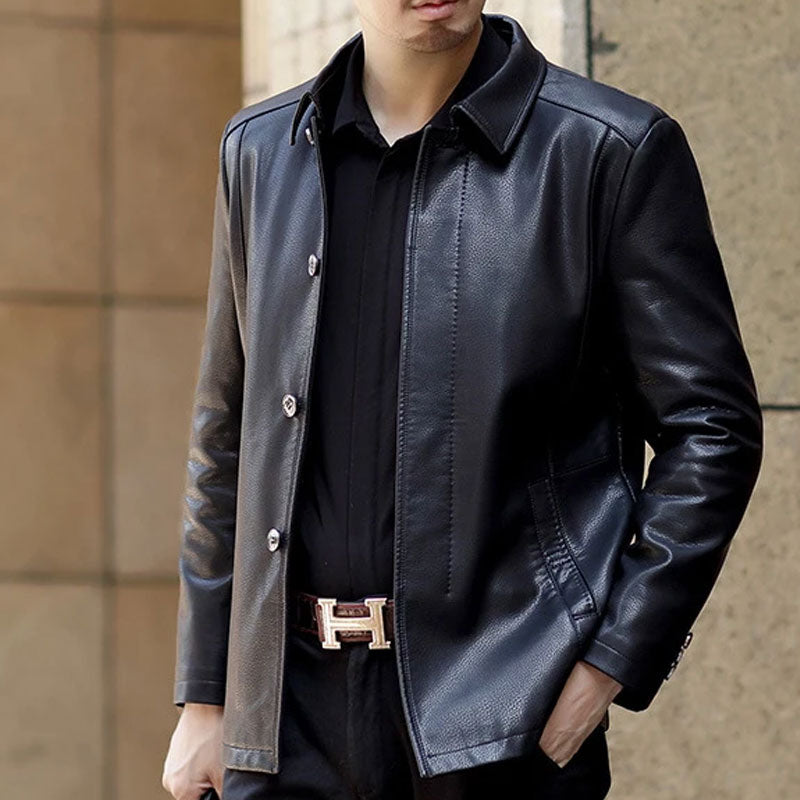 Men's Autumn and Winter Lapel Leather Fashion Motorcycle Jacket Men Pu Jacket