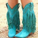 Beyonce Coachella Boots Women's Mid-Heel Shoes 40-43 Tassel Middle Boots