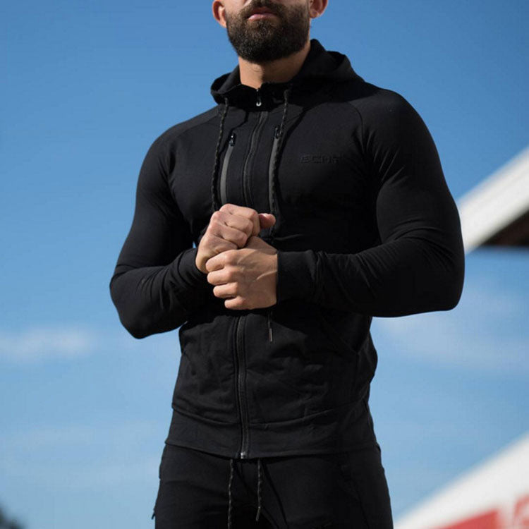 Men's Sports Hoodie Men Sweatshirts Fitness Male's Hoodies Muscle Men's Sports Jacket Breathable Casual Top Autumn Training Slim-Fit Hood Cotton Sweater