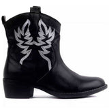 Coachella Ankle Boots Embroidered Short Tube Mid Heel Martin Boots