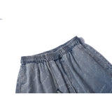 Men Jean Shorts Letter Printed Washed Denim Shorts Men's Summer Street Casual Loose Straight Shorts