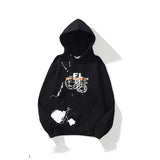 Autumn And Winter Graffiti Letter Pattern Arrow Velvet Padded Hooded Sweatshirt