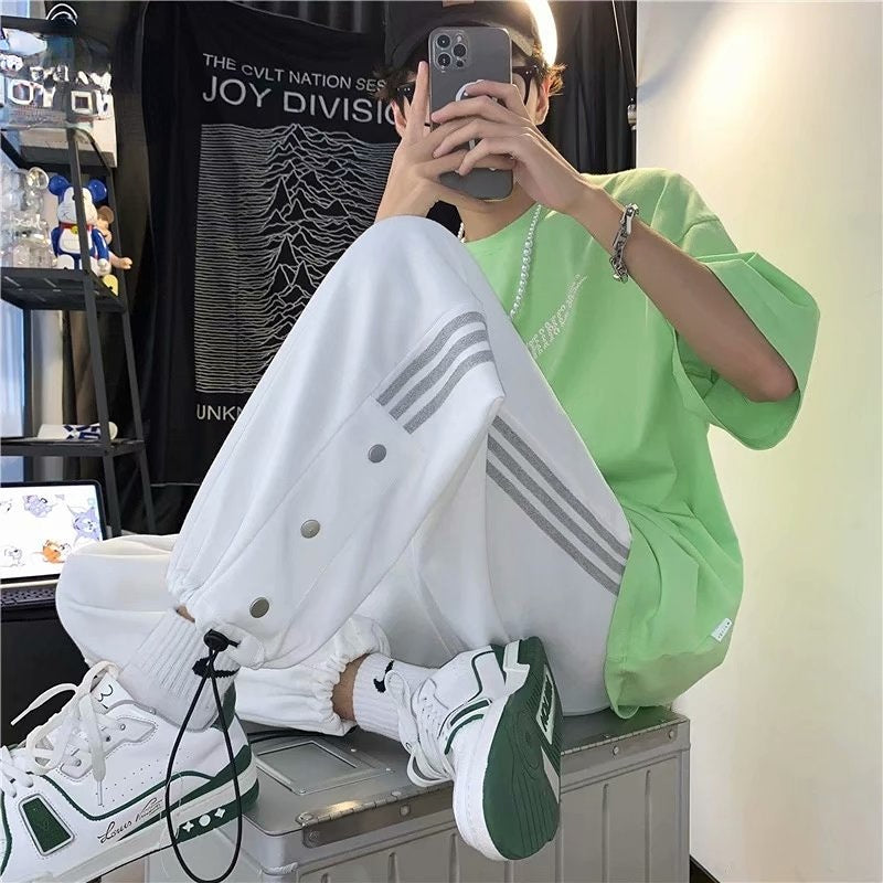 Men Pants Striped Pants Ankle-Length Pants