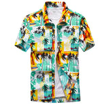 Mens Beach Shirts Men's Printed Beach Short Sleeve Shirt Beach Loose Shirt Hawaiian Vacation Outing Dress