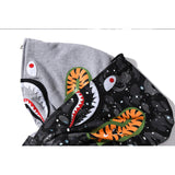 A Ape Print Jacket Shark Head Luminous Starry Sky Double Hood Sweater Men and Women Zipper Fleece Padded Coat