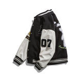 Varsity Jacket for Men Baseball Jackets Men's Spring Hip Hop Cool PU Leather Sleeve Stitching Cartoon Bear Printed Jacket Baseball Uniform
