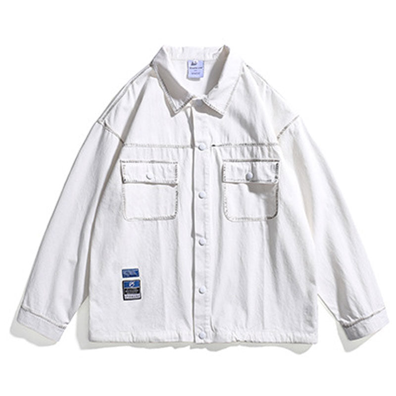 Spring Men's All-Match Workwear Lapel Shirt Jacket Large Size Sports Retro Casual Jacket Men Jacket