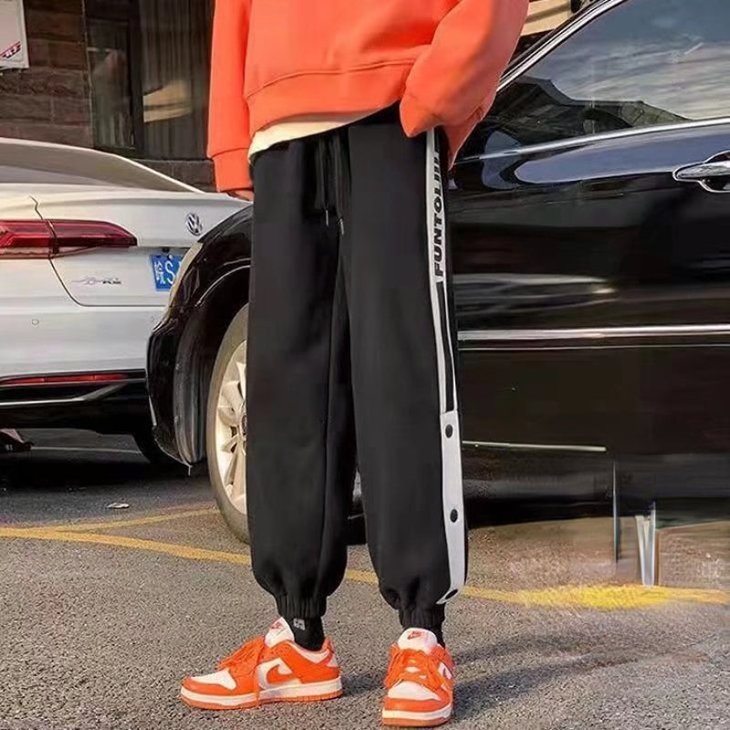 Men Pants Fleece-Lined Ankle-Tied Sports Pants