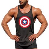 Captain America T Shirt Gym Sports Vest Men's Shield Printing