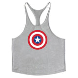 Captain America T Shirt Gym Sports Vest Men's Shield Printing