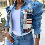 Studded Denim Jacket Fashion Short Women's Slim Denim Coat Top