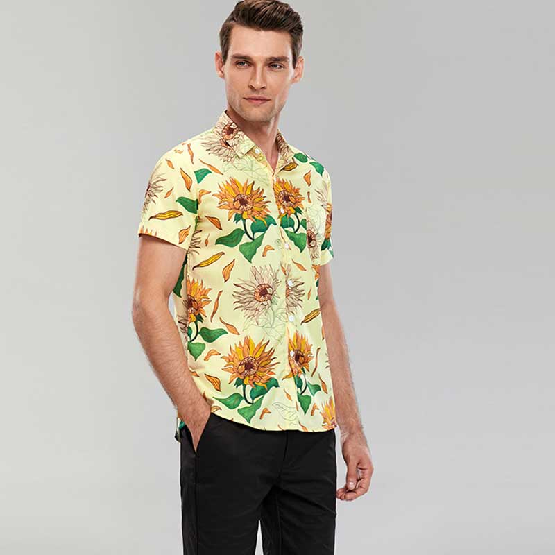 Men's Hawaiian Style Printed Short-Sleeved Shirt Vacation Shirt