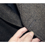 Tuxedo Vests Autumn and Winter Thick Suit Collar British Retro Herringbone Men's Slim Fit Vest