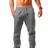 Linen Pants Straight Leg Pants Summer Men's Hip Hop Breathable Cotton Linen Loose Leisure Sports Trousers