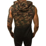 Tactics Style Men Sweatshirts & Hoodies Summer Men's Vest Camouflage 3D Digital Gradient Printing Hooded Sleeveless Vest T-shirt Men