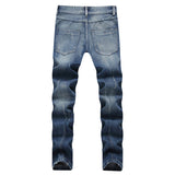 Men Distressed Jeans Man Ripped Jean Destrudenim Pants Men's Slim Jeans Large Straight-Leg Pants