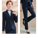 Women Pants Suit Uniform Designs Formal Style Office Lady Bussiness Attire Blue Slim Fit Business Suit Suit for Women