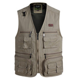 Men Utility Vest Work Zipper Tactical Work Vest Slim Pocket Jacket Autumn and Winter Household Leisure Men's Waistcoat