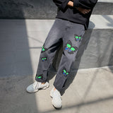 Butterfly Printed Jeans Men's Large Size Retro Sports Trousers Loose Straight Trousers Men Denim Pants