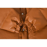 A Ape Print Coat Autumn and Winter Takuya Kimura Same Style Classic Brown Leather Thickened Cotton-Padded Coat Clothing