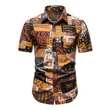 Men's Color Short Shirt plus Size Fashion Casual Beach Style Retro Sports Men's Shirt