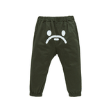 A Ape Print for Kids Pant BAPE Cartoon Smiley Face Printed Army Green Children Casual Pants Ankle Banded Pants