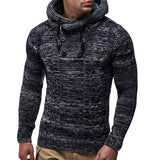 Men's Fashion Stand Collar Hoodie with Drawstrings Knitwear Sweater Leisure Pullover Sweater Men Pullover Sweater