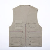 Men Utility Vest Work Zipper Tactical Work Vest Slim Pocket Jacket Casual and Comfortable plus Size Retro Sports Men's Clothing