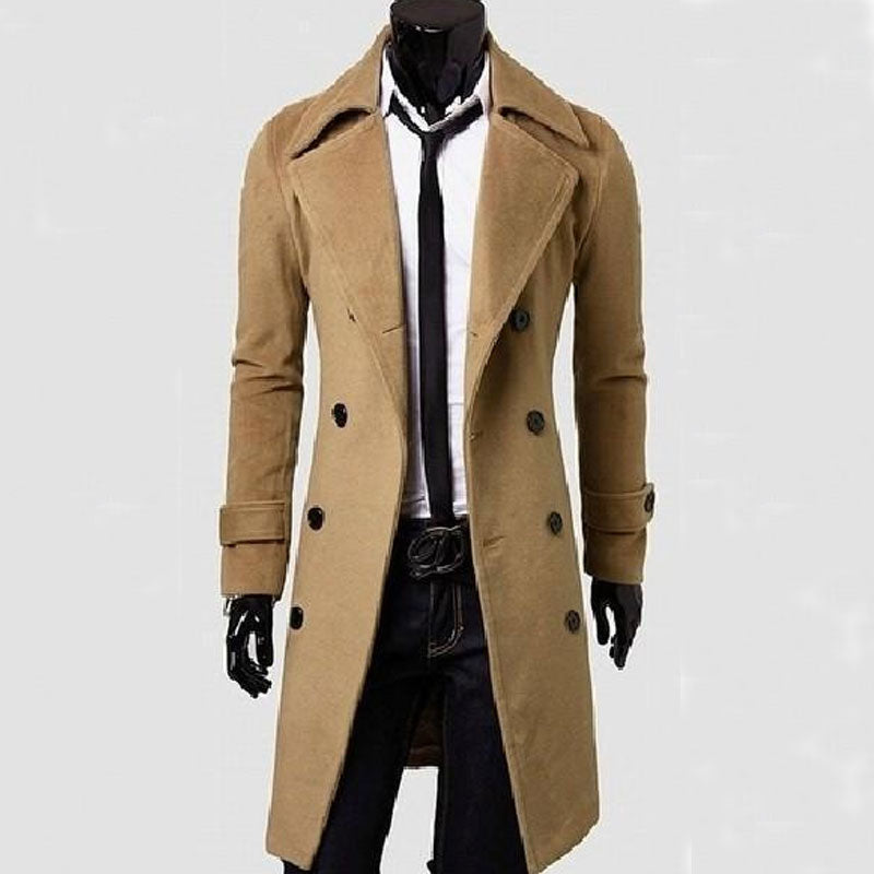 Men's Coat Fashion Double Breasted Long Trench Coat Casual Coat plus Size Vintage Men Spring Trench Coat