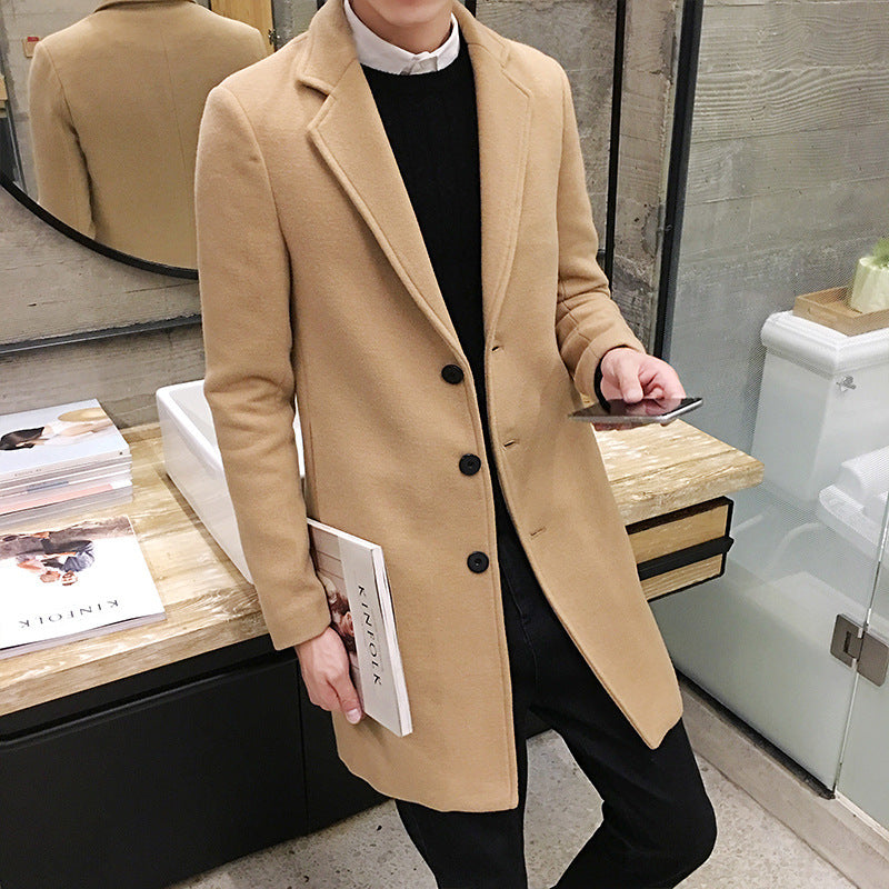 Fall Winter Men Overcoat Slim-Fit Mid-Length Trench Coat Thick Cotton-Padded Jacket Men Spring Trench Coat