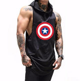 Captain America T Shirt Shield Printed Bodybuilding Gym Sports Vest