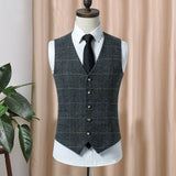 Tuxedo Vests Spring and Autumn Suit Vest Men's Fashion Plaid Vest Men