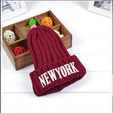 Yankee Bucket Hat Letter Embroidery Woolen Cap Autumn and Winter Knitted Hat