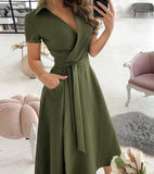 Red Peasant Dress Spring/Summer Fashion Long Sleeve V-neck Printed Sheath Dress