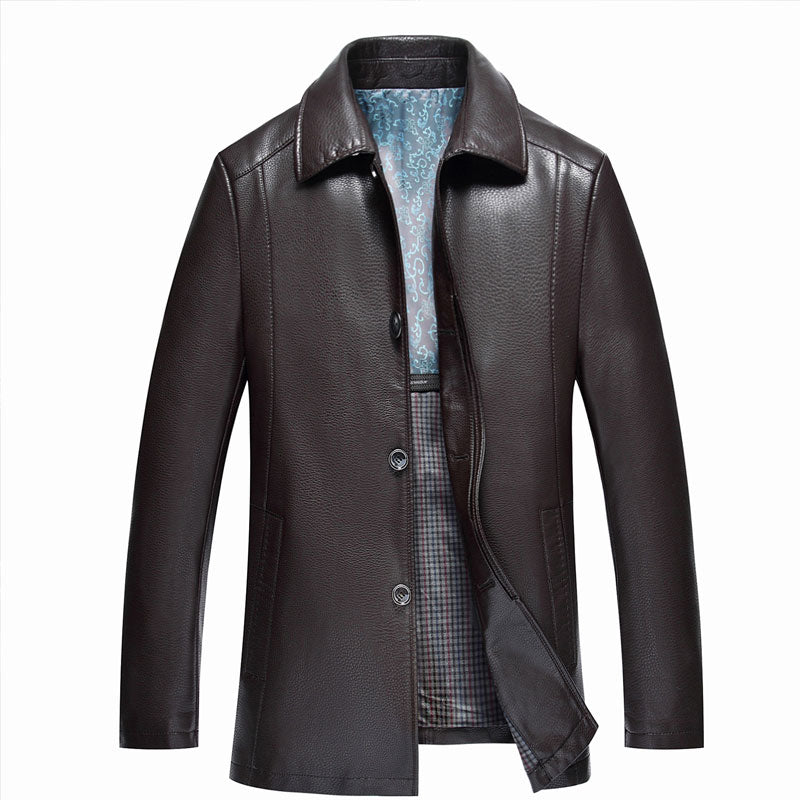Men's Autumn and Winter Lapel Leather Fashion Motorcycle Jacket Men Pu Jacket