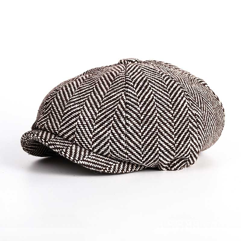 Beret Hat Autumn and Winter Youth Retro Octagonal Hat Warm Hat British Forward Peaked Cap
