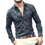 Men Spring Shirts Casual Women Tops Men's 3D Printed Shirt Casual Retro Floral Lapel Shirt Men