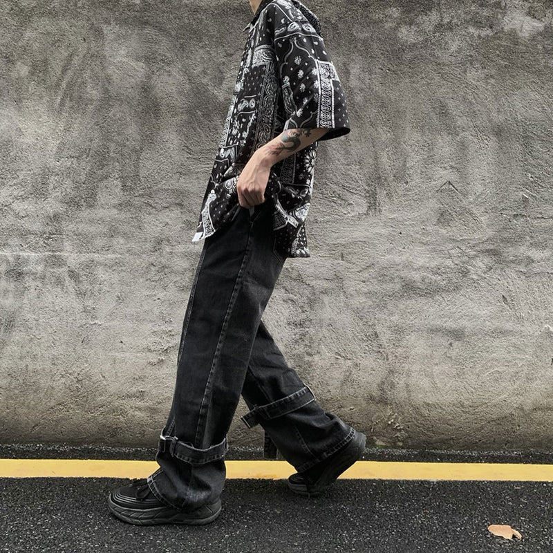 Solid Color Jeans Men's plus Size Retro Sports Trousers Straight Pants Street Trendy Casual Pants Men Denim Pants