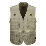 Men Utility Vest Work Zipper Tactical Work Vest Slim Pocket Jacket outside Spring and Autumn Multi-Pocket Men Casual and Comfortable