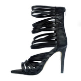 Black Strappy Heels Women Shoes Sandals Sandal Boots Sandals Roman Women's Shoes
