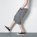 Linen Pants Straight Leg Pants Drawstring Lightweight Elastic Beach Pants Summer Men's Fashion Casual Linen Loose Cropped Pants