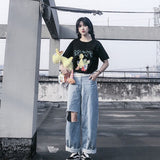 Anime Print Jeans Denim Pants Spring and Autumn Print Jeans Trousers for men Clothing