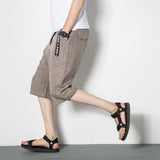 Linen Pants Straight Leg Pants Drawstring Lightweight Elastic Beach Pants Summer Men's Fashion Casual Linen Loose Cropped Pants