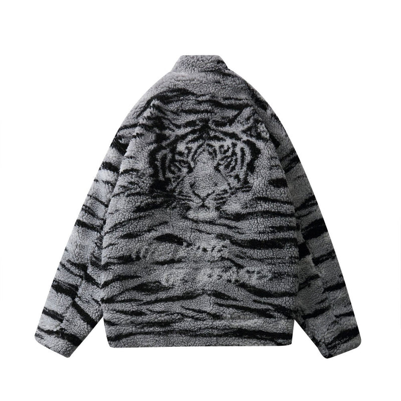 Tiger Print Men's plus Size Retro Sports Long Sleeve Casual Top Warm Jacket Loose Men Cotton Padded Jackets