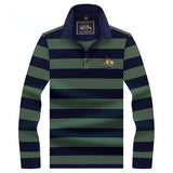 USPA Shirts Chuanqibaoluo Autumn Yarn-Dyed Striped Men's Long-Sleeved Lapel T-shirt Polo
