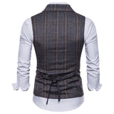 Tuxedo Vests Men Suit Vest Spring Men's Business Casual Plaid Vest